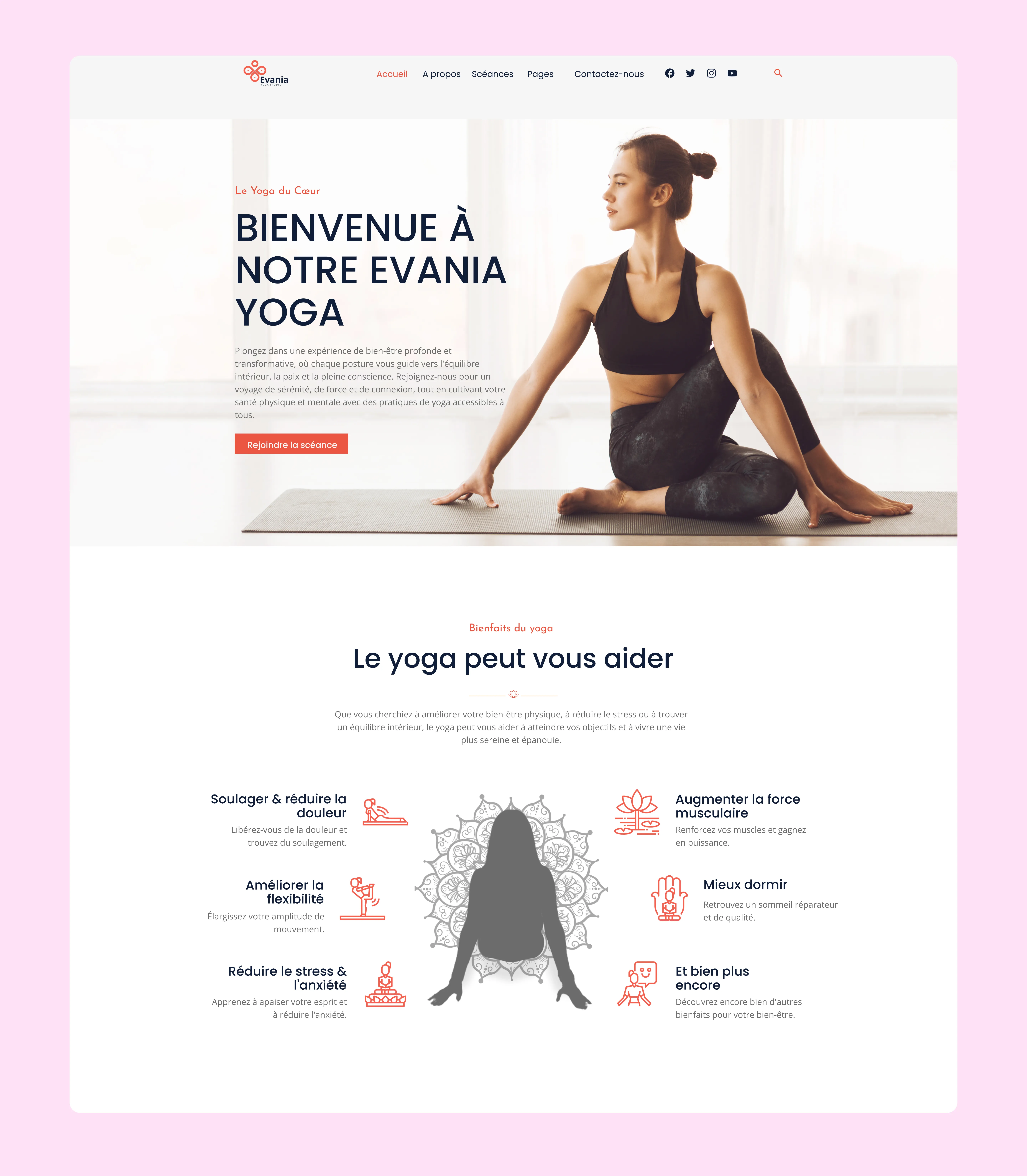 Design personnalisé pour un site de yoga et bien-être