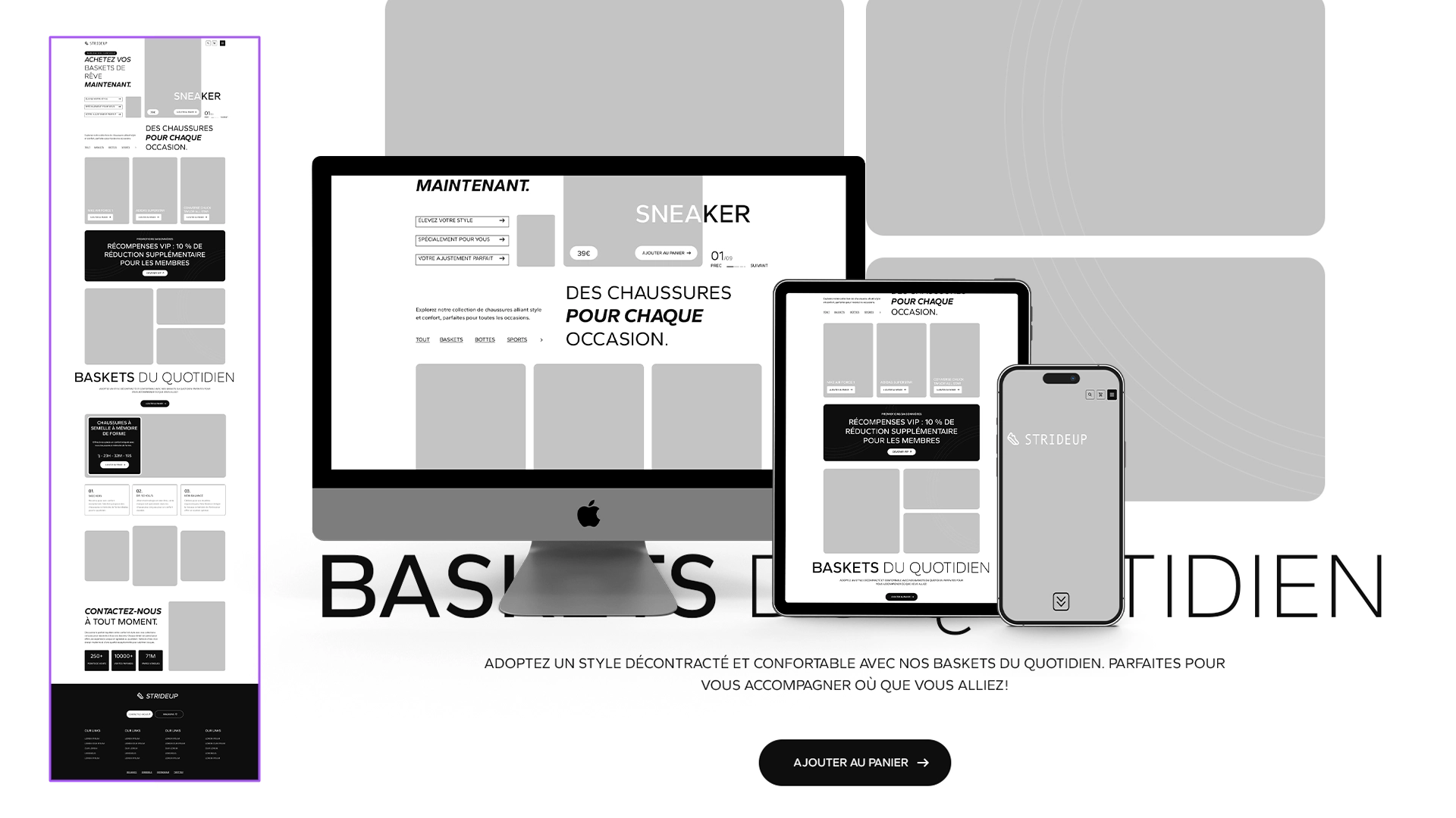 Visualisation des maquettes de design pour un site web interactif